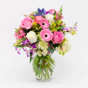 WILD FOR YOU DESIGNER CHOICE OF MIXED FLORAL ARRANGEMENT IN TALL VASE
