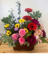 Wild Garden Basket Blooms Fresh Arrangement 