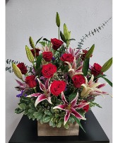 Wild Rose Sensation  Red Roses & Lilies 