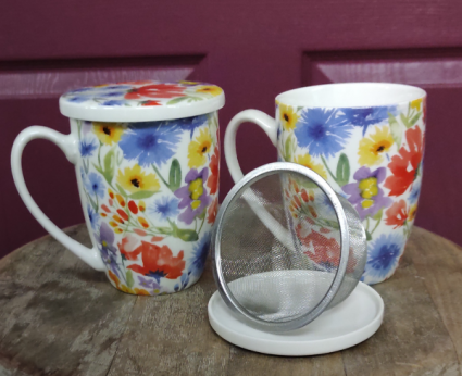 Wildflower Teacup Loose tea strainer and mug