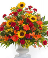 Wildflowers and Roses Basket Funeral Basket 