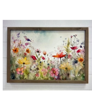 Wildflowers Watercolor Framed picture Gift