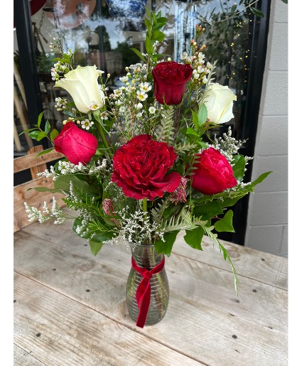 Will You Be My Valentine  1/2 dozen roses Floral arrangement