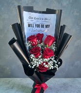 "Will You Be My Valentine?" Red Rose Bouquet