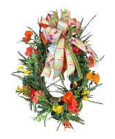 WHIMSICAL GRAPEVINE WREATH W/ PREMIUM HANDTIED BOW SILK WREATH WITH BOW 
