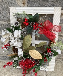 Window Frame w/ Wreath Permanent botanical