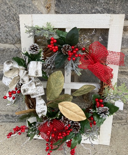 Window Frame w/ Wreath Permanent botanical