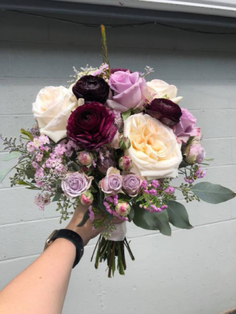 Wine/Burgundy/Lavender/Cream Brides Bouquet 