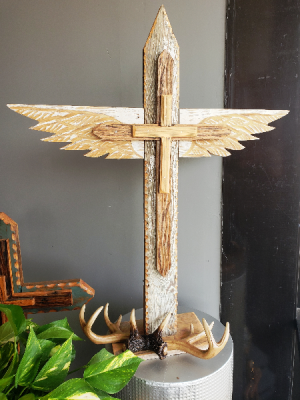 Winged Standing Cross Custom artisan cross in Spring, TX | TOWNE FLOWERS Winged Standing Cross Custom artisan cross in Spring, TX | TOWNE FLOWERS