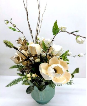 Winter Magnolia Artificial Arrangement in Teal   in Palm Coast, FL | HAMMOCK GARDENS FLORIST