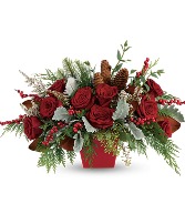 Winter Blooms Centerpiece Red bowl or dish