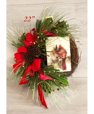 Winter Cardinal Grapevine Wreath  Artificial wreath 