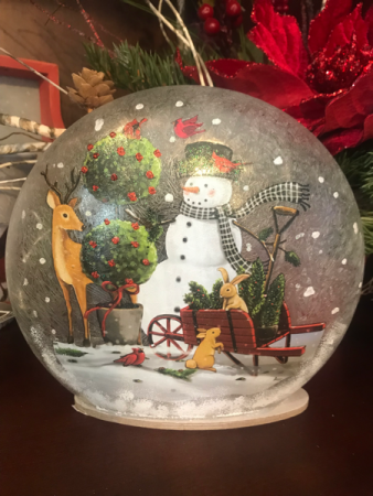 Winter Days Glass Christmas Dome with LED Lights