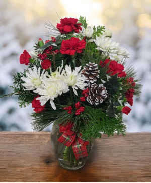 Winter Greetings FHF-W0725 Fresh Flower Vase Arrangement 