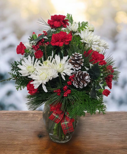 Winter Greetings FHF-W0725 Fresh Flower Vase Arrangement 