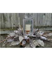 Winter Lantern with feathers artificial