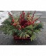 Winter planter in red sparkle pot 