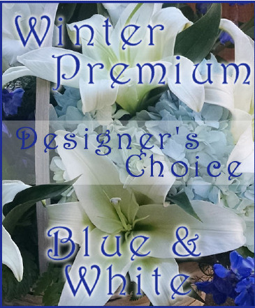 Winter Premium -Blue & White Designer's Choice Floral Vase Arrangement in Pottstown, PA | NORTH END FLORIST Winter Premium -Blue & White Designer's Choice Floral Vase Arrangement in Pottstown, PA | NORTH END FLORIST