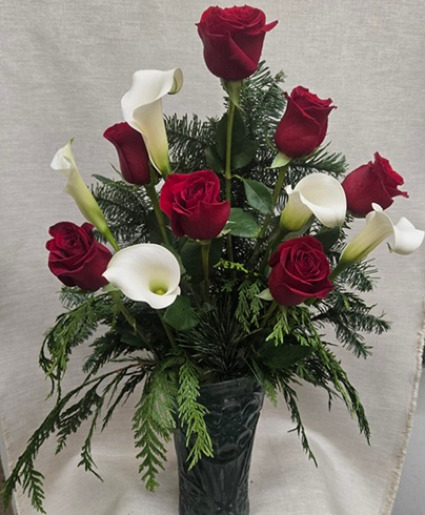 Winter Red Rose & Calla Lily Christmas