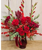 Winter Roses Arrangement in a vase