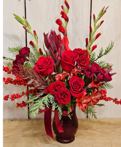 Winter Roses Arrangement in a vase