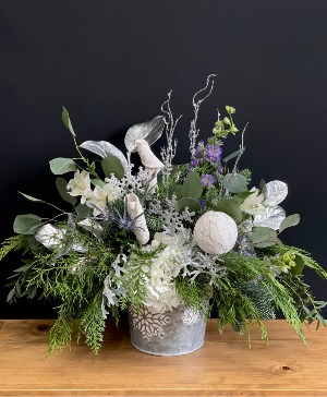 Winter Skies Bucket Arrangment