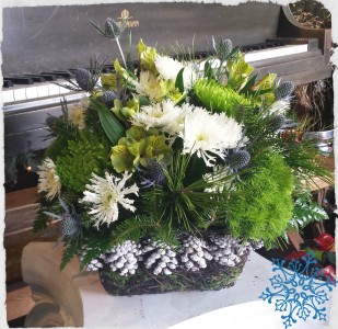 Winter Snowfall Fresh Basket Arrangement
