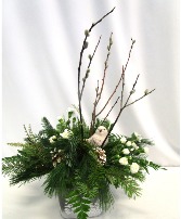 WINTER SONG BIRD FRESH FLOWER ARRANGEMENT