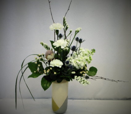 BIRD IN THE WINTER TIME FRESH FLOWER ARRANGEMENT - LIMITED QTY