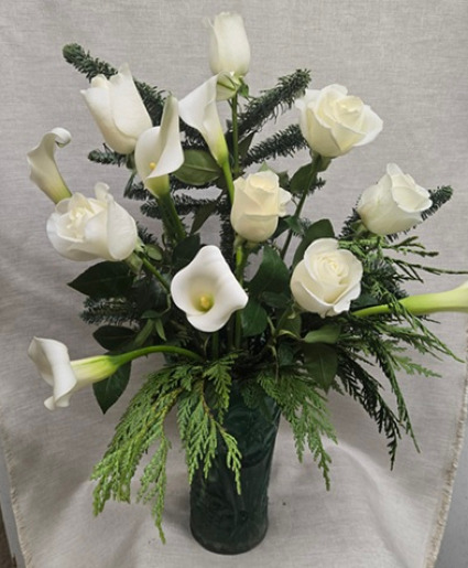 Winter White Rose & Calla Lily Christmas