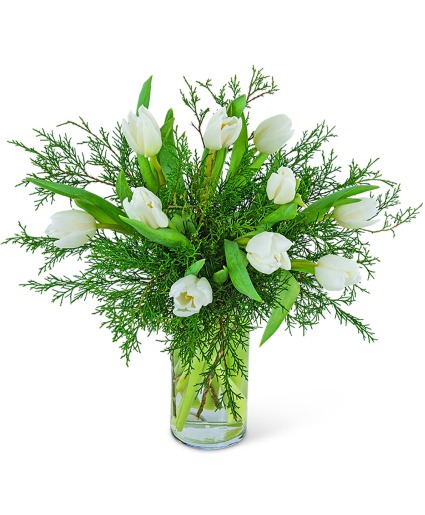 Winter White Tulips Flower Arrangement