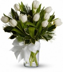 Winter White Tulips vase