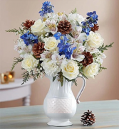 Winter Wishes Bouquet™ in a Pitcher Arrangement