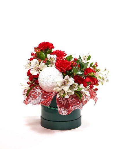 Winter Wishes Hatbox Arrangement