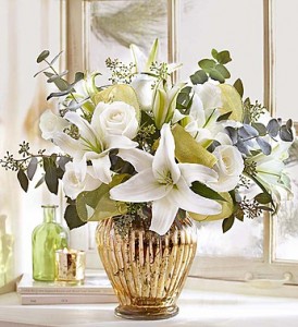 Elegant Wishes In Stunning Gold Mercury Finish Vase in Gainesville, FL | PRANGE'S FLORIST