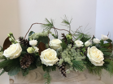 Winter Wonderland extra long box arrangement in Northport, NY | Hengstenberg's Florist