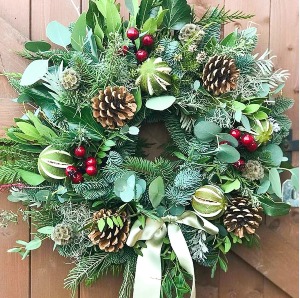 Winter Wreath Class November 30th 6pm Limited Seating Order Your Class Soon!  In this class, we'll learn how to design with dried and preserved materials to create a beautiful winter welcome wreath
