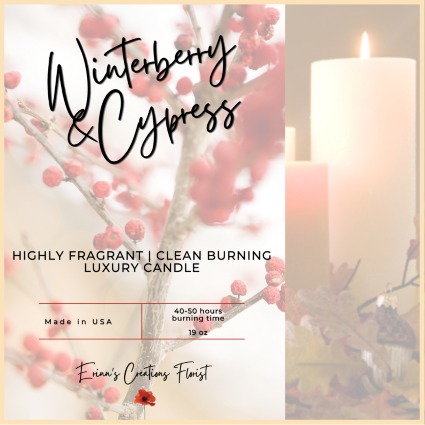 Winterberry and Cypress Scented Candle 100+ HOUR CLEAN BURNING, FRAGRANT CANDLE