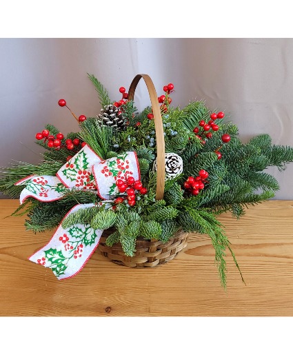 Wintergreens Basket Evergreen Arangement