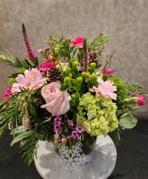 Winter's Blush Bowl Arrangement