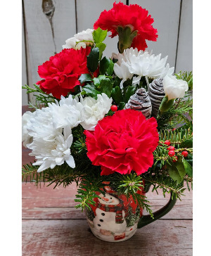 Wintery Mug of Cheer Fresh Arrangement