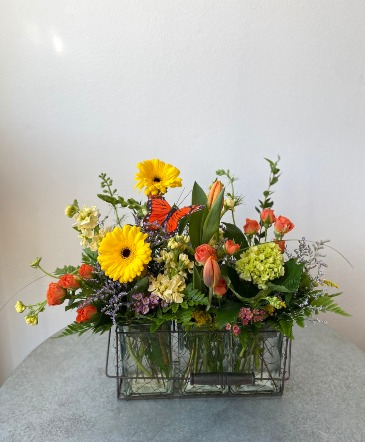 Wire Basket of Blooms  in La Grande, OR | FITZGERALD FLOWERS