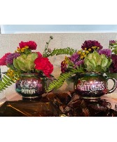 Witches Cauldron Mugs Fresh Flowers