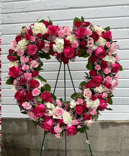 With Deepest  Love & Sympathy Fresh Floral Heart Wreath
