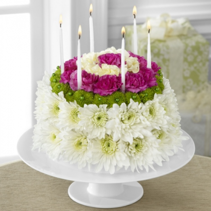 Wonderful Wishes Floral Cake - 4896 Birthday Arrangement 
