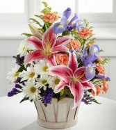 Wonderous Nature Basket Fresh Flowers with Star Gazer Lilies
