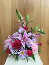 Wonderously Pink Basket Arrangemnet