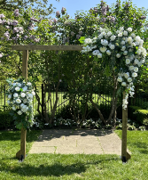 Wood Arbour Rental with Artificial Flowers Rental