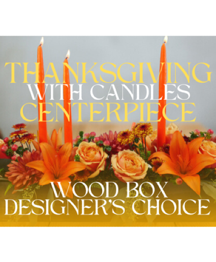 Wood Box Thanksgiving Centerpiece with Candles Designer's Choice