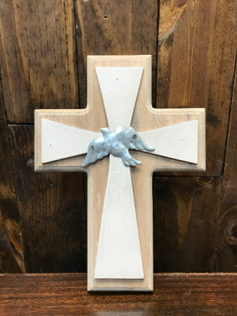 Wood Cross with Dove  in Yankton, SD | Pied Piper Flowers & Gifts